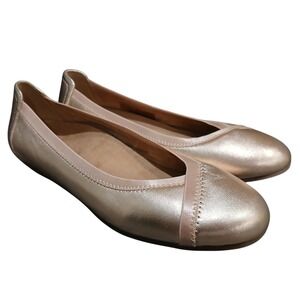 Vionic Rose Gold Metallic Ballet Flats Comfort Slip On Women's Size 7.5